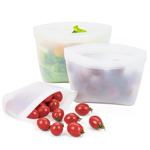 Silicone Bags for Food Storage (Translucent | 3 Size | 3 Pack)
