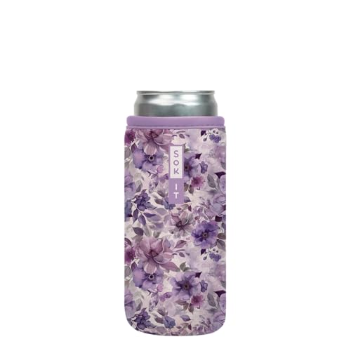 CanSok Sleeve for Beer & Soda Insulated Neoprene Cover (Lilac Meadows / 12oz Slim Can Sleeve)