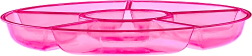 6 Sectional Round Plastic Serving Tray (Pink)