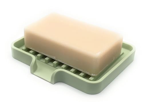 Silicone Soap Dish Tray and Sponge Holder with Drain Chute (2 Count)