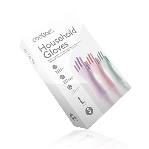 3 Pairs Colorful Household Rubber Gloves with Non (3 Count)