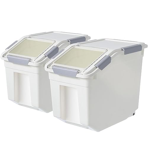 30lb Food Storage Container with Scoop with Handle & Wheels (2 pack- 30 lb)