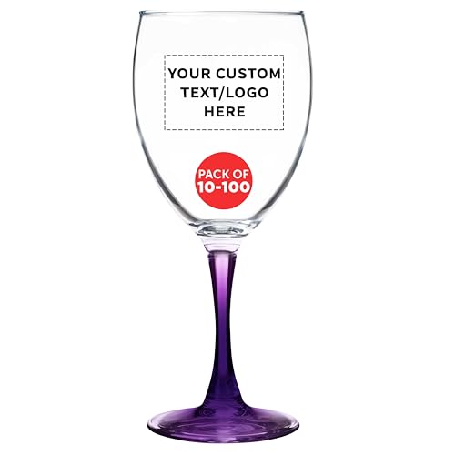 Custom Nuance Wine Glasses by ARC 10.5 oz. Set of 10 (- Custom - Purple / 10/50/100 count)