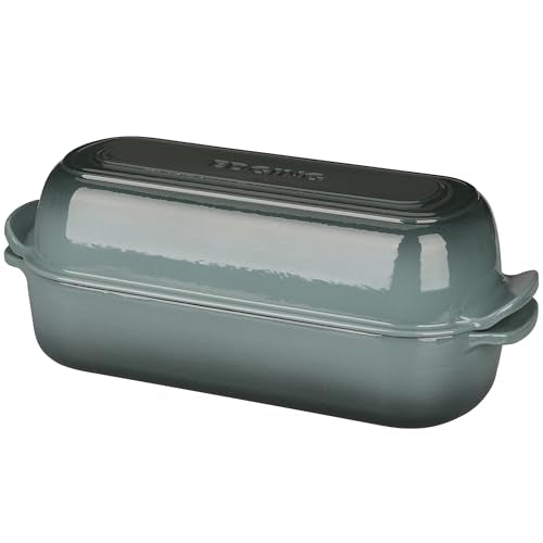 Enameled Cast Iron Loaf Pan with Lid (Slateblue)