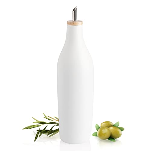 Sweejar Matte Ceramic Olive Oil Dispenser Bottle with Spout (White / 17 Oz(Glazed))