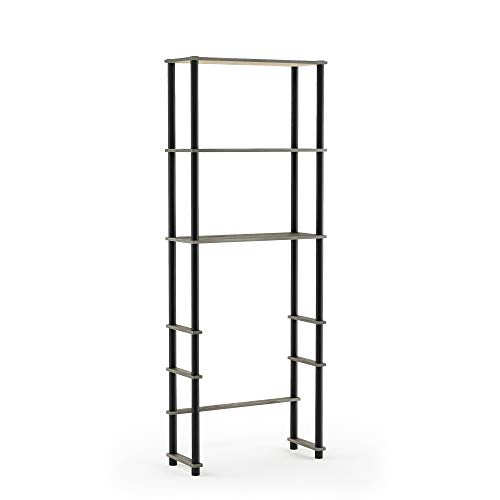 Turn-N-Tube with 3 Shelves Toilet Space Saver, French Oak Grey/Black (French Oak/Black / Basic Rack)
