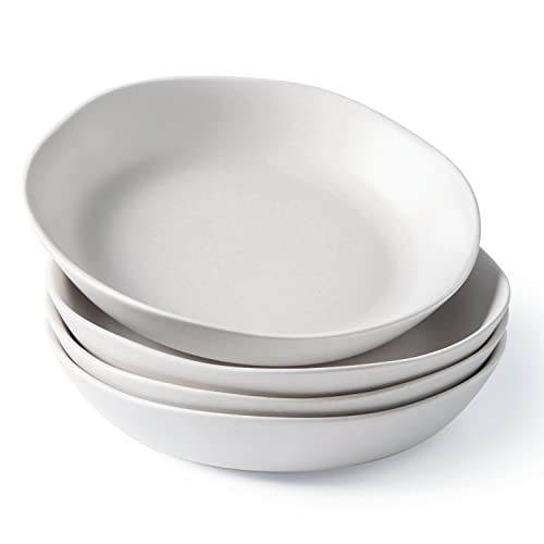 9.75'' Ceramic Large Pasta Bowls (Matte White / Set of 4)