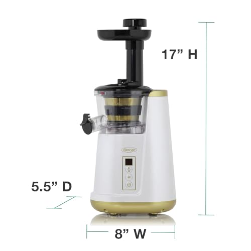 Juicer Cold Press 365 Vertical 65 RPM Slow Masticating Compact Extractor for Fruits and Vegetables with 3 Stage Auger & BPA (White Vertical)