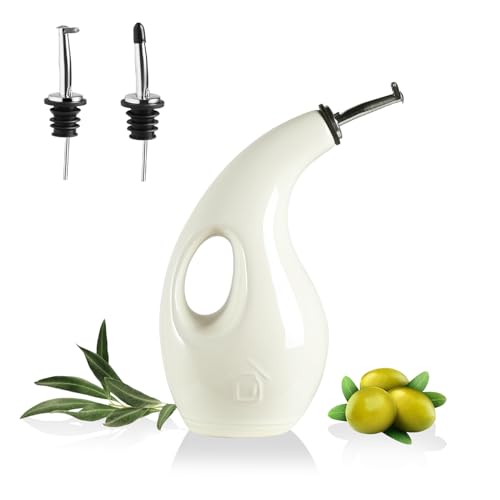 Sweejar Ceramic Olive Oil Dispenser Bottle (Beige / 24 Oz(Hollowed))