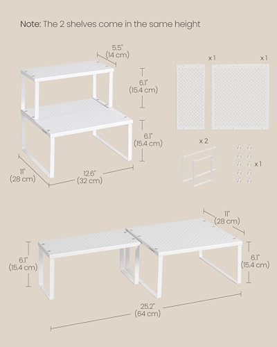 Set of 2 Metal Spice Racks (White / 2 Tiers (11"D x 12.6"W))