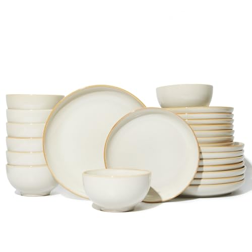 Ceramic Dinnerware Sets for 8 (Cream White / Set (24pcs))
