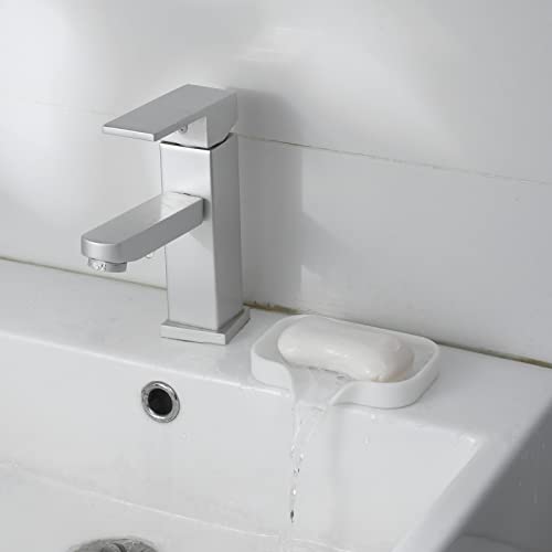 Silicone Soap Dish with Drain Spout (White / S(4.9"×3.2"))