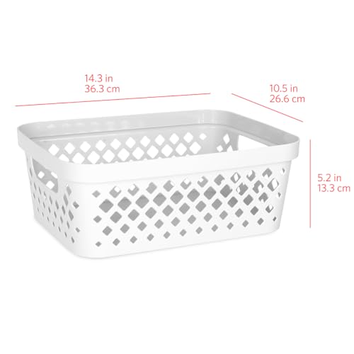 Plastic Storage Basket Set (White / 2 Gallon)