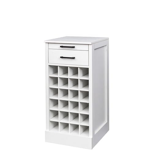 6 Tier Wine Rack Freestanding Floor with 2 Drawers (24 Bottles / White)