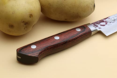 VG10 16 Layer Hammered Damascus Stainless Steel Petty Utility Knife (Petty 5.3'' (135mm) / Mahogany Handle)