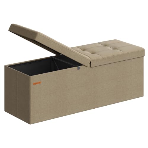 43.3 Inches Storage Ottoman (Camel Brown / 15"D x 43"W x 15"H (with Flipping Lid))