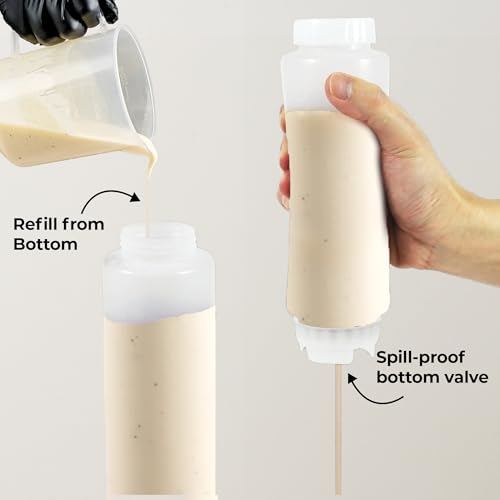 16oz. FIFO Inverted Plastic Squeeze Bottle with Refill and Dispensing Lids