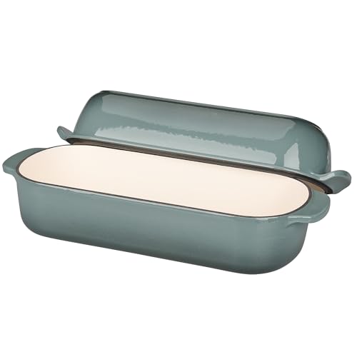 Enameled Cast Iron Loaf Pan with Lid (Slateblue)