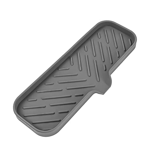 Silicone Soap Dish with Drain Spout (Grey / L(12"×4"))