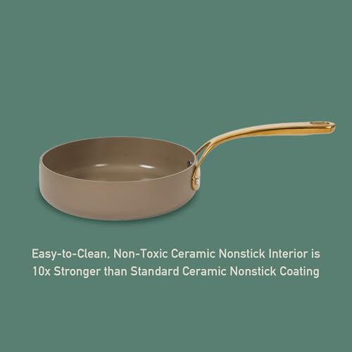 Pots and Pans Set (Cappuccino Cream w/ Gold Handle / 8-Piece Cookware Set)