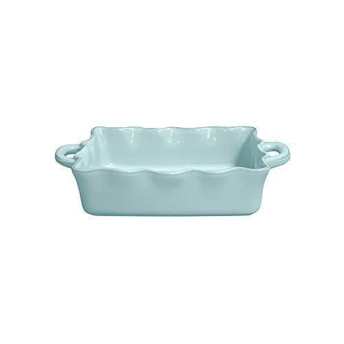 Ceramic 13.5" x 8.5" Rectangular Ruffled Baker (Cook & Host Robin's Egg Blue)