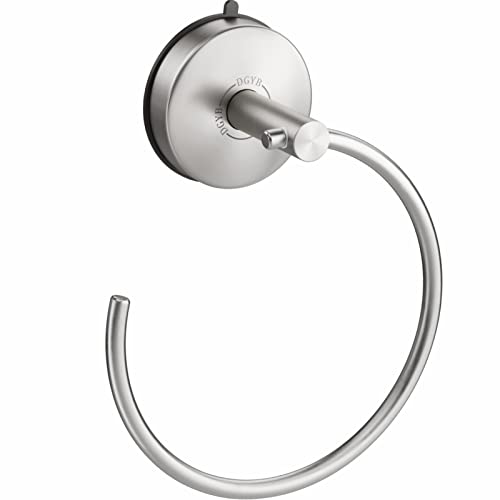 Suction Cup Hand Towel Ring Brushed Nickel Hand Towel Holder for Bathroom Wall SUS 304 Stainless Steel Kitchen Towel Hanger (Brushed Nickel - Style 2 / Style #04)