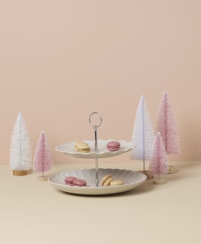 897195 French Perle Scallop White 2 (Tiered Server White / White)