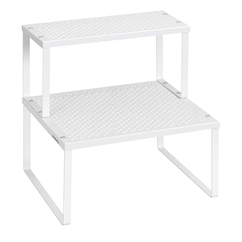 Set of 2 Metal Spice Racks (White / 2 Tiers (11"D x 12.6"W))