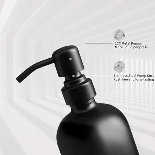 Black Soap Dispenser Bathroom Set (Black Pump & Black Bottle)