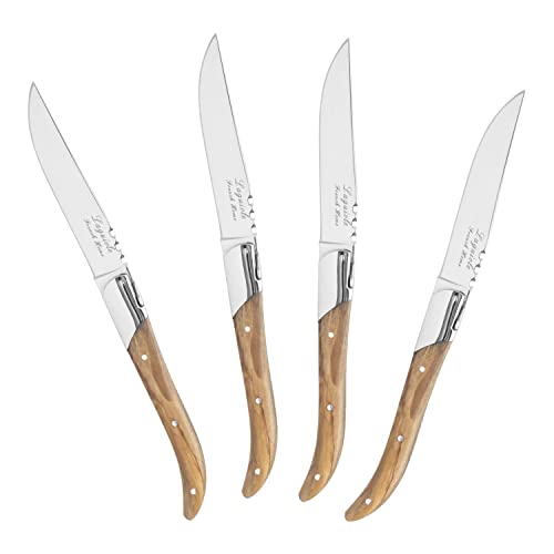 Laguiole Connoisseur Set of 4 Olive Wood Steak Knives (Olive Wood)