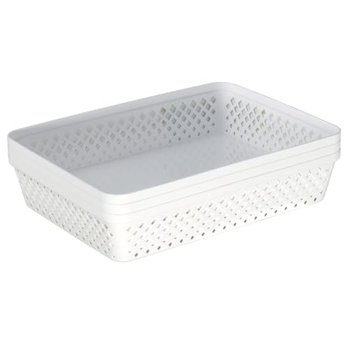 Plastic Storage Basket Set (White / Large)