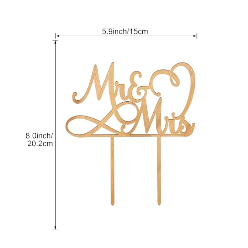 Mr & Mrs Wedding Cake Topper in Wood (Oak Finish D2)