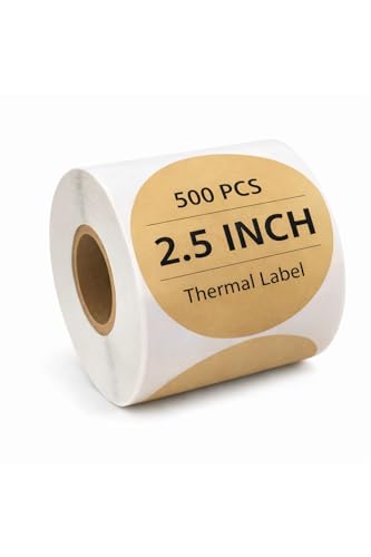 2.5 inch Kraft Tan Round Thermal Sticker Roll (Kraft)