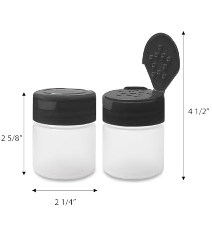 1 oz Plastic Spice Jars with Black Flip & Sift Caps