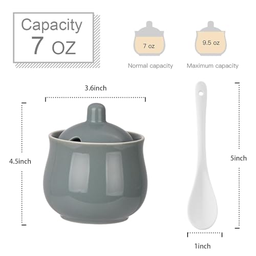 7 OZ Ceramic Sugar Bowl with Lid and Spoon