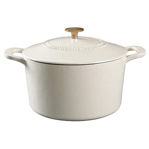 Gatwick 7 Quart Enamel Cast Iron Dutch Oven (Linen w/ Gold Knob / 7-Quart)