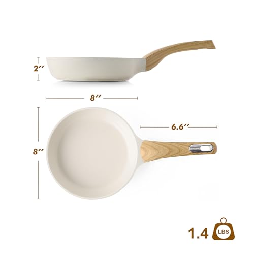 8inch Ceramic Nonstick Frying Pan Paella Pan (8 Inch / CERAMIC White)