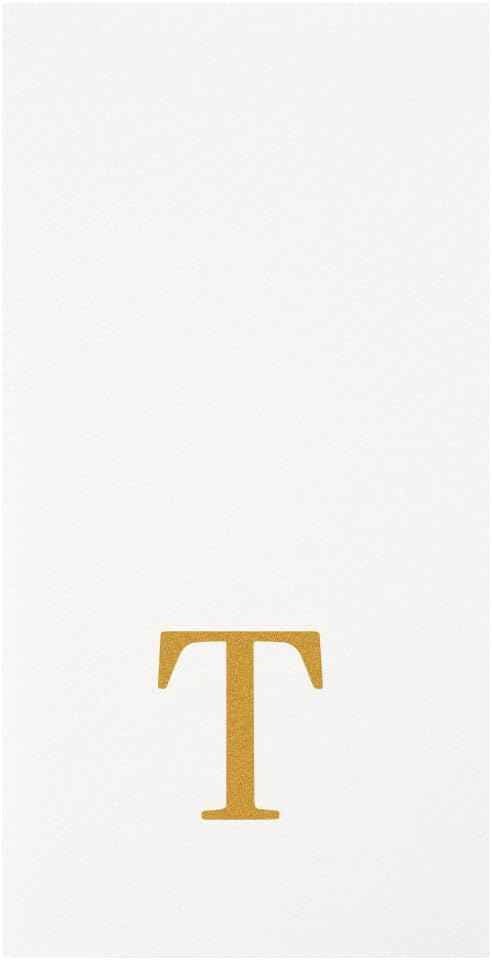 Luxenap 15.8 X 7.9 Inch Linen-Feel Guest Towels, 50 Lettered Hand Towels - Gold Letter 'T', Sans Serif Font, White Paper Dinner Napkins, airlaid, For Restrooms And Tables