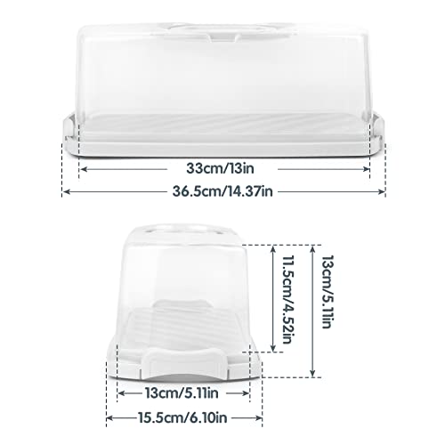 2 Pack Plastic Rectangular Bread Box with Clear Lid