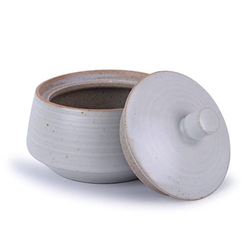 Small Kitchen Ceramic Canister Storage Jar with Lid White (White)