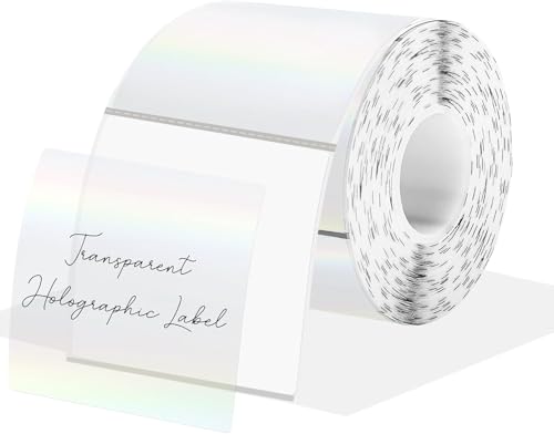 2 Inch Square Transparent Thermal Label Stickers (Holographic Transparent / square-2 inch)
