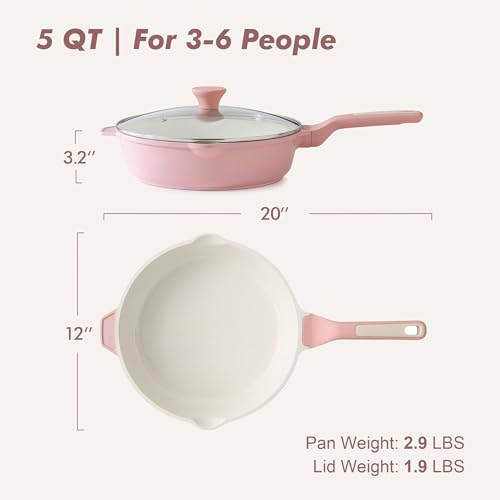 Nonstick Skillet with Lid 12 (Sakura Pink / 12-inch/5QT)