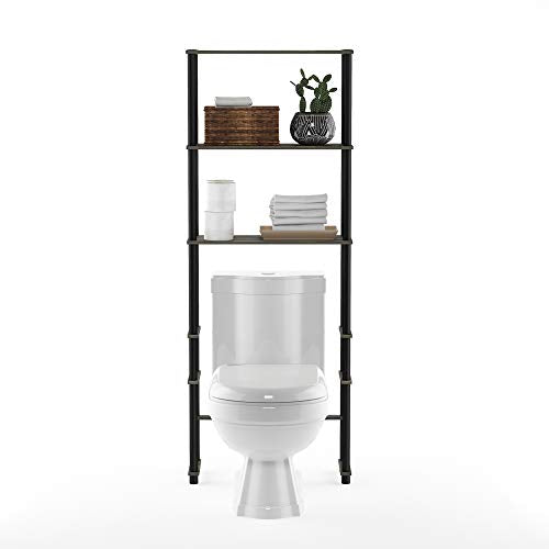 Turn-N-Tube with 3 Shelves Toilet Space Saver, French Oak Grey/Black (French Oak/Black / Basic Rack)
