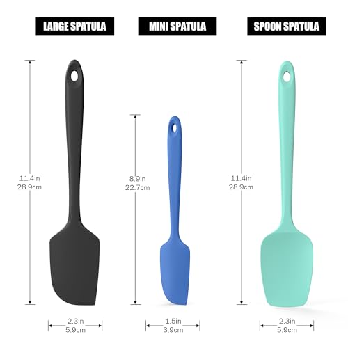 600°F Heat Resistant Silicone Spatula Scrapers (Set of 3 / Multicolor 3)