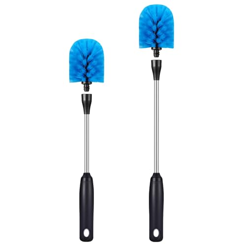 Stainless Steel Bottle Brush with Replaceable Head (Blue / 13-15 Inch (Pack of 2))