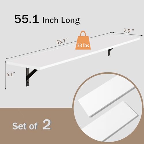 Long Wall Shelves (White / 55.1 Inch)