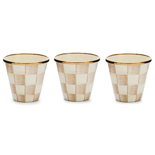 Enamel Herb Pot Set (Mocha Check)