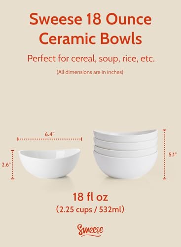 Porcelain Bowls Set of 4 (White / 6.2 Inch)