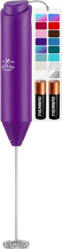 Powerful Milk Frother AA Batteries Included (Regal Purple / Compact Frother + Batteries)