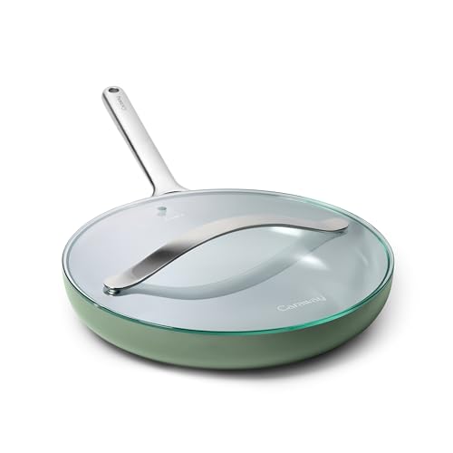 12" Non Stick Ceramic Frying Pan with Glass Lid (1x 12 IN / Sage)
